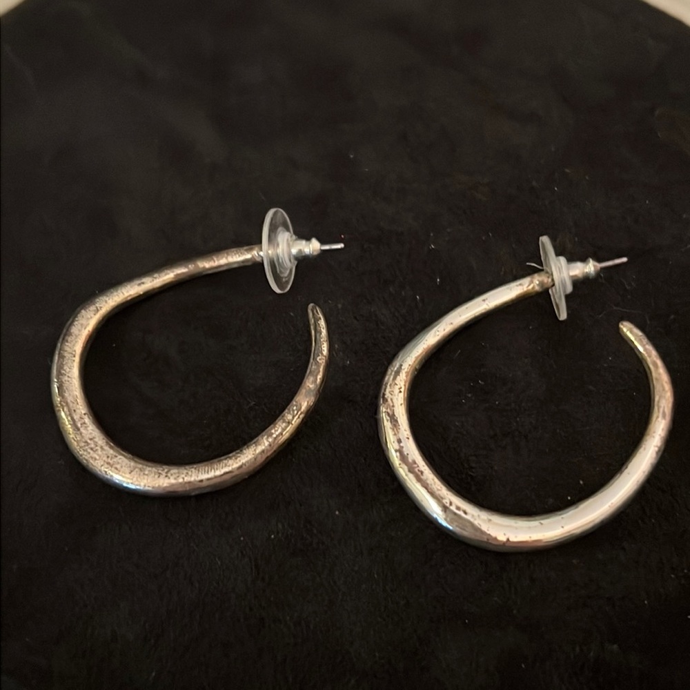 Large abstract Sterling Silver boho hoop earrings